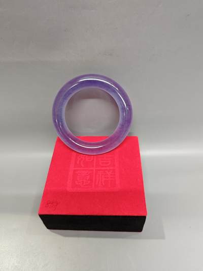 天然翡翠紫罗兰冰糯种女士圆条直径59毫米手镯带证书 天然翡翠紫罗兰冰糯种女士圆条直径59毫米手镯带证书