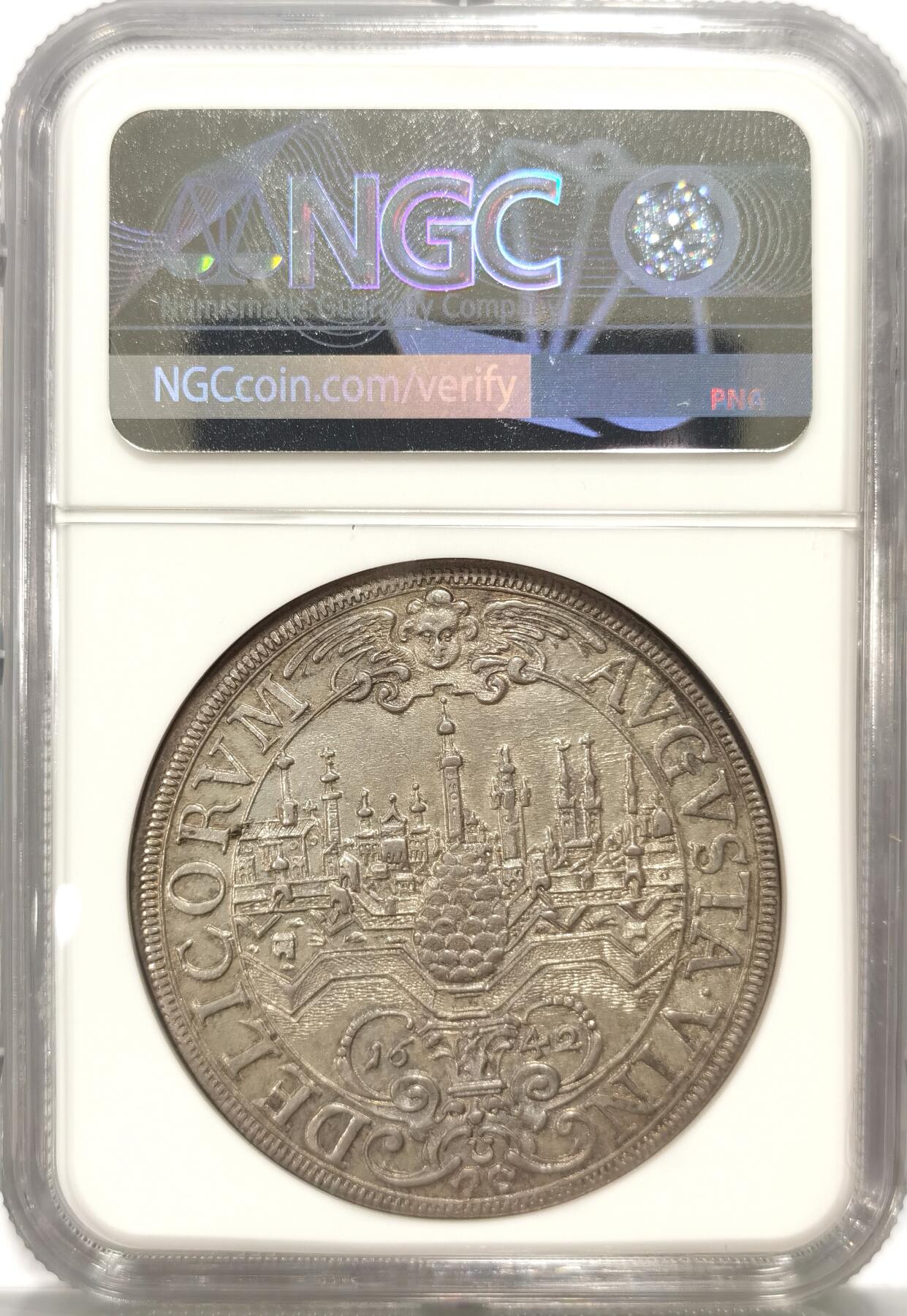 【麦稀奇世界钱币展】博洋堂“流萤染夏”六月精品专场暨第081期（全场包邮） NGC MS63 神罗德国奥格斯堡1642年景观泰勒 大热门景观老泰勒 高分很少