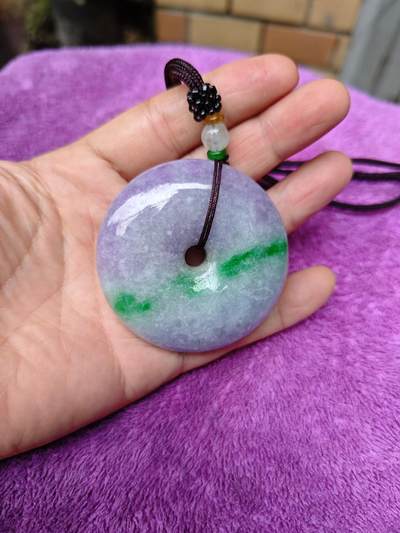 天然翡翠紫罗兰平安扣吊坠 天然翡翠紫罗兰平安扣吊坠