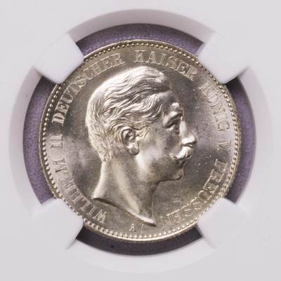 NGC-MS65 1888普鲁士三皇之年威廉二世2马克银币 顶级品 - NGC-MS65 1888普鲁士三皇之年威廉二世2马克银币 顶级品