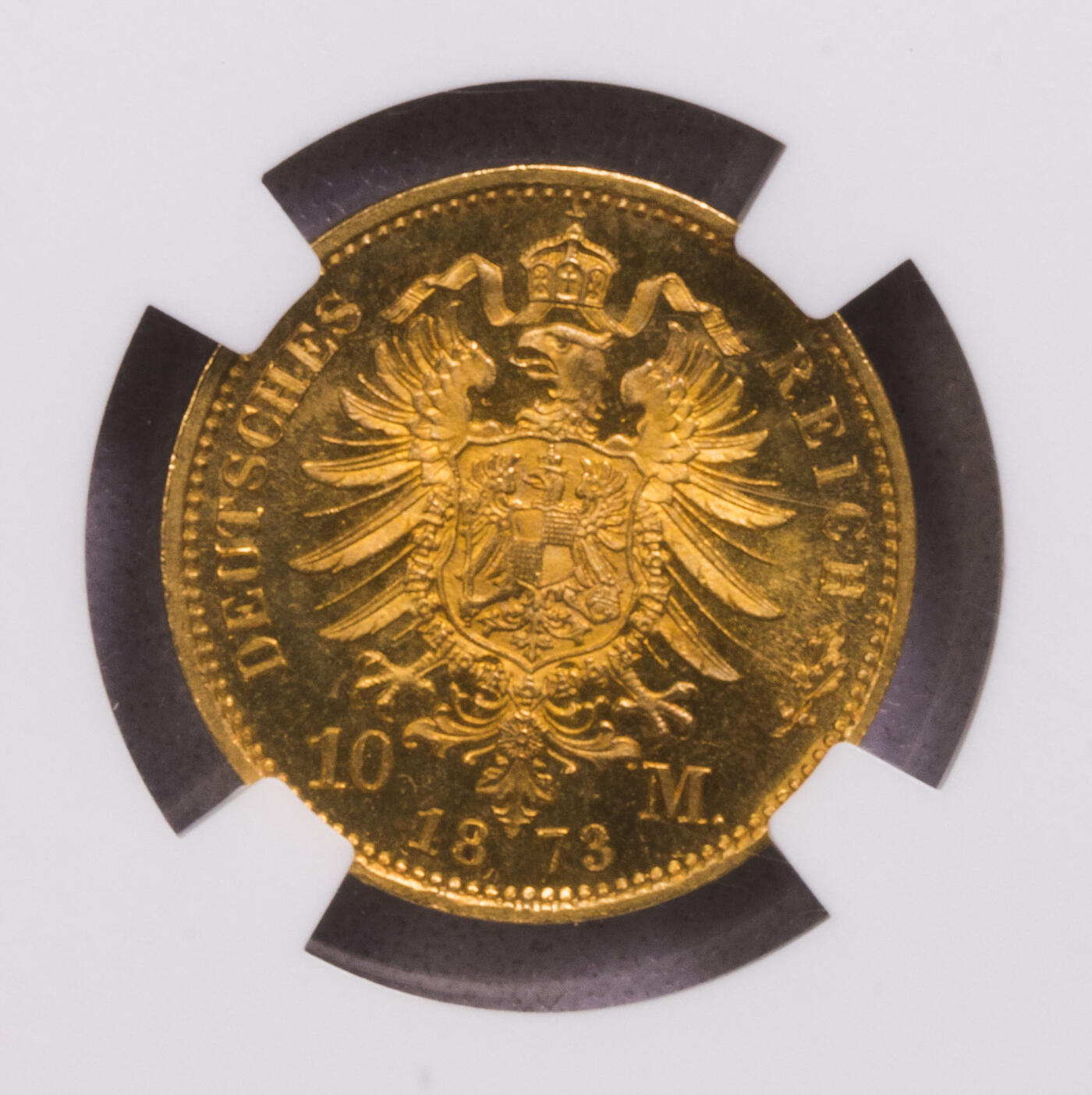 NGC-MS64PL 1873普鲁士10马克短翅金币 类镜面
