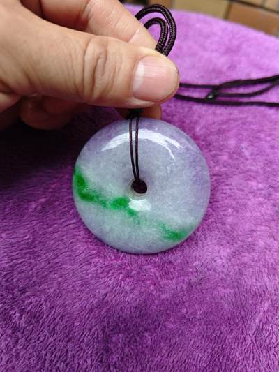 天然翡翠紫罗兰平安扣吊坠 天然翡翠紫罗兰平安扣吊坠