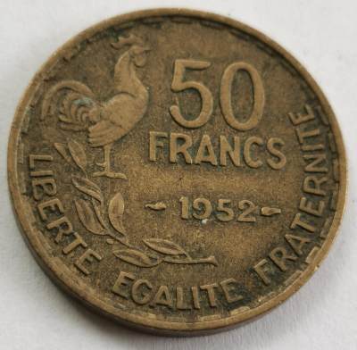 外国散币20240612场次（中拍皆有赠品），每周两拍，可寄存 - 法国1952年50法郎高卢公鸡四翅版