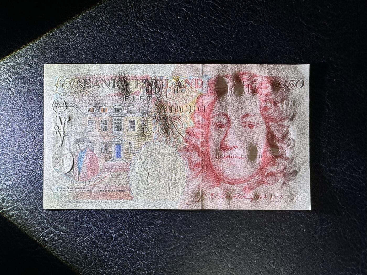 收藏联盟Quantum Auction 第353期拍卖  英国1994 (ND 2006)年50镑 品相UNC 英格兰银行首任总裁 霍布伦
