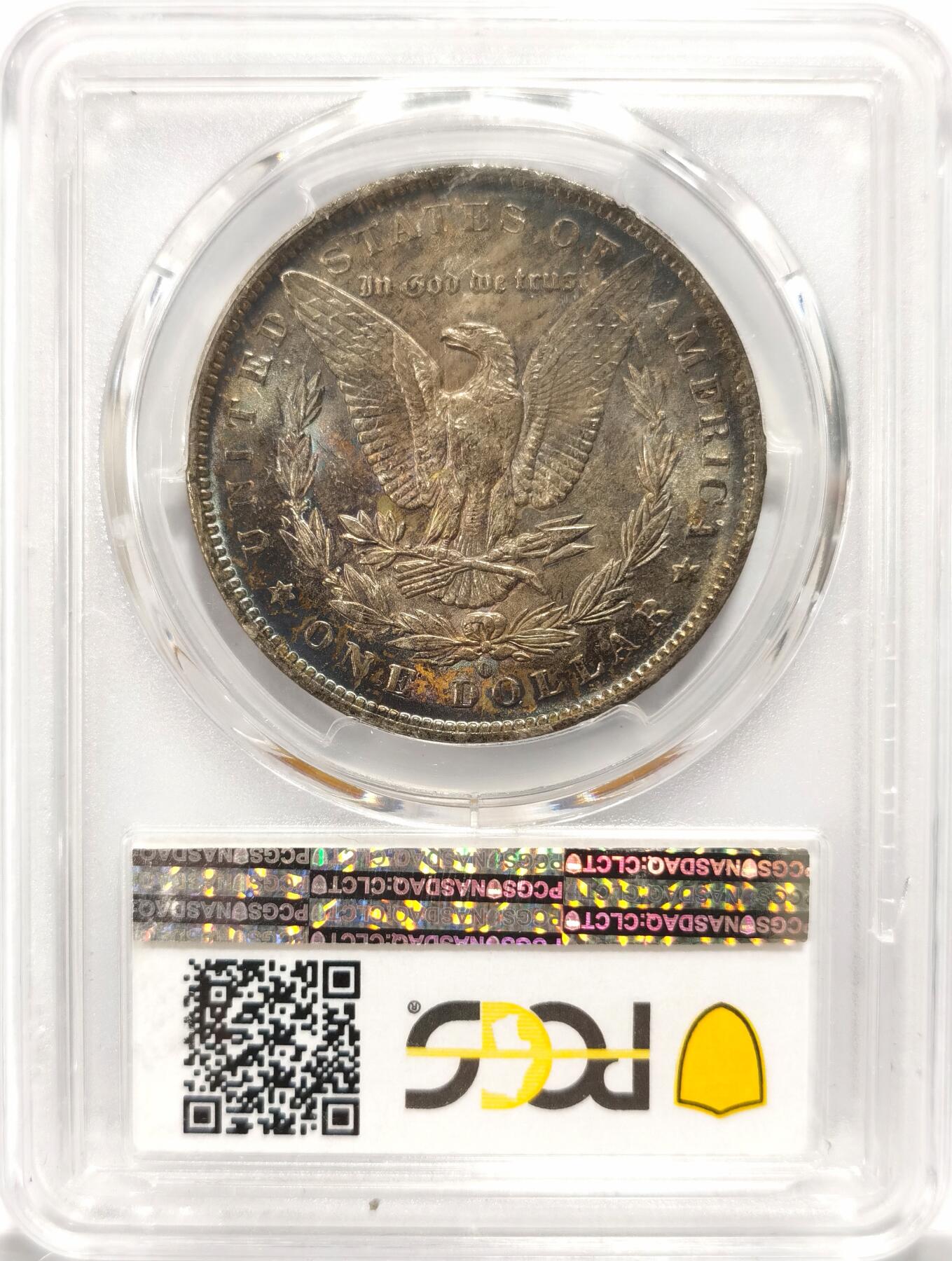 【麦稀奇世界钱币展】博洋堂“流萤染夏”六月精品专场暨第081期（全场包邮） PCGS MS63 1883年美国摩根银币O版 黑五彩，包浆入骨