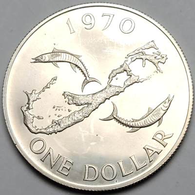 布加迪🐬～世界钱币(上海)🌾第 125 期 /  🇳🇴🇩🇪🇺🇸🇧🇲🇫🇷各国银币及散币 - 百慕大🇧🇲 1979 年 1 元银币 38.61mm