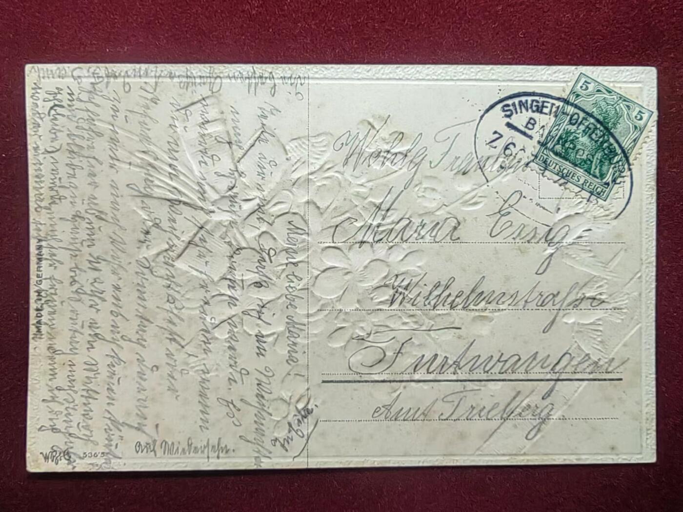 联合阁邮币社™ ——“古典明信片专场” 1910年-浮雕片-节日的祝福-品相非常好