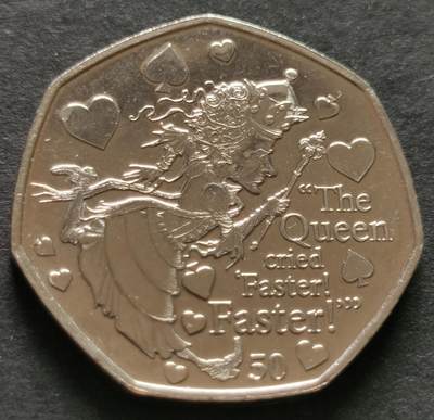 外国散币20240615场次（中拍皆有赠品），每周两拍，可寄存 - 英属马恩岛爱丽丝梦游仙境-红皇后50便士纪念币