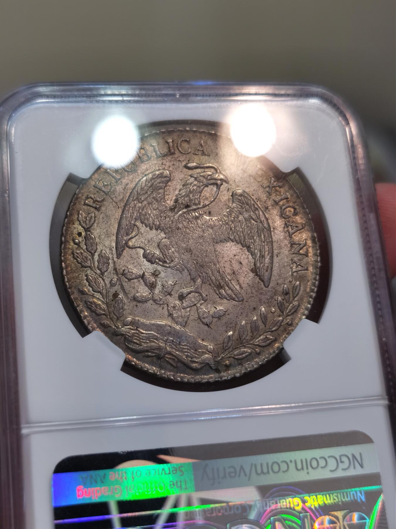 【麦稀奇世界钱币展】博洋堂“流萤染夏”六月精品专场暨第081期（全场包邮） NGC MS64 墨西哥1878年CA AV版花边鹰洋，黄油浓彩，NGC冠军分