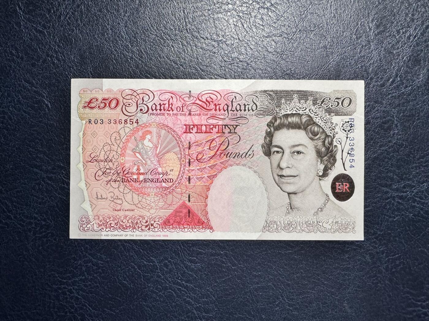收藏联盟Quantum Auction 第353期拍卖  英国1994 (ND 2006)年50镑 品相UNC 英格兰银行首任总裁 霍布伦