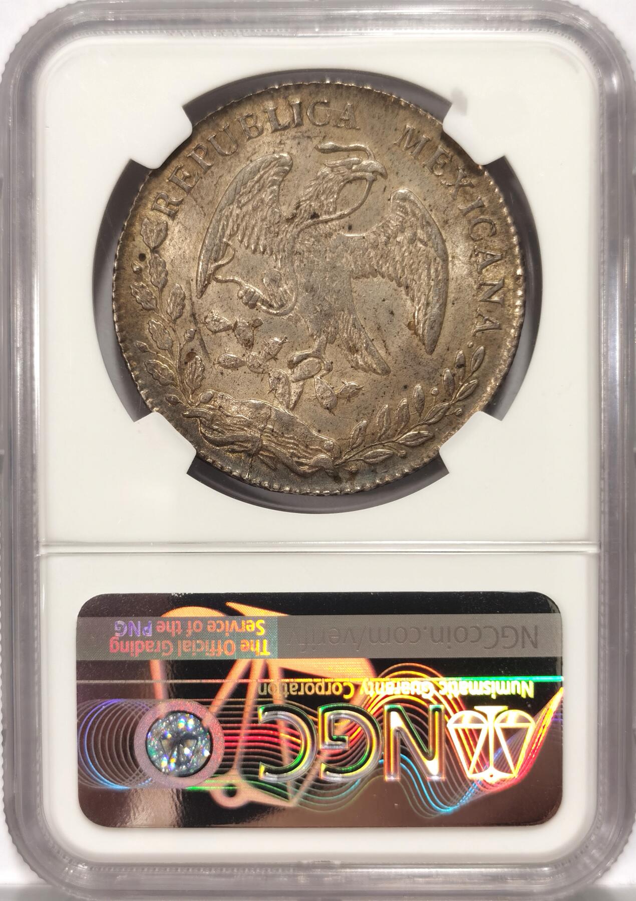 【麦稀奇世界钱币展】博洋堂“流萤染夏”六月精品专场暨第081期（全场包邮） NGC MS64 墨西哥1878年CA AV版花边鹰洋，黄油浓彩，NGC冠军分