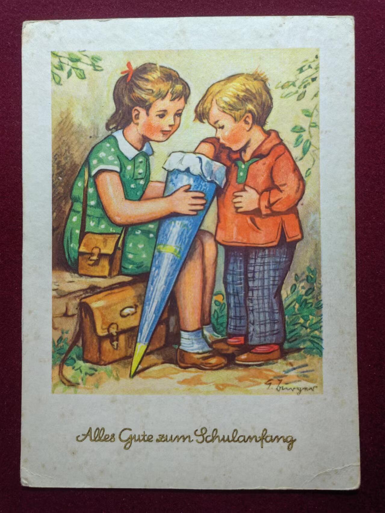 联合阁邮币社™ ——“古典明信片专场” 童趣（字体烫金压花）