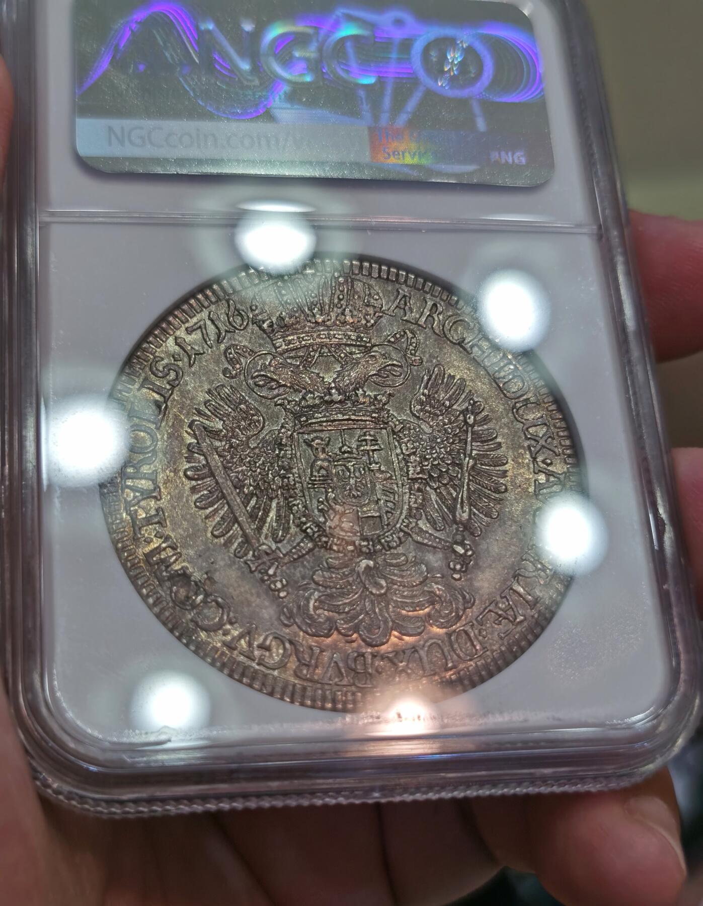 【麦稀奇世界钱币展】博洋堂“流萤染夏”六月精品专场暨第081期（全场包邮） NGC MS62 神罗奥地利1716/5年哈布斯堡王朝卡洛斯六世泰勒 经典老包浆 N榜冠军分