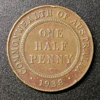 ↓君缘收藏122期☞钱币邮品↓无佣金、可寄存、满10元包邮  - 澳大利亚1938年乔治六世文字版1/2半便士老铜币