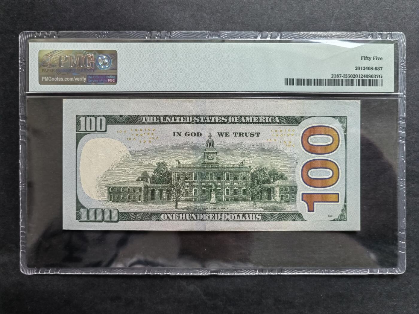 外币专场20240615第八场 美国2009A年 100美元 I银行号，PMG评级