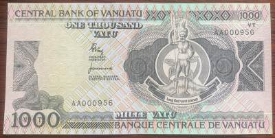 2024年兔爷钱庄第1 2期非全新纸币拍卖全场包邮 - 瓦努阿图1982年初版小号1000瓦图纸币UNC