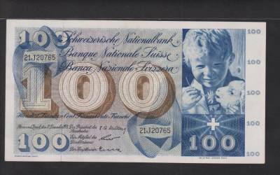 博彦收藏6月19日钱币专场 - 瑞士1958年100法郎 AU 9品