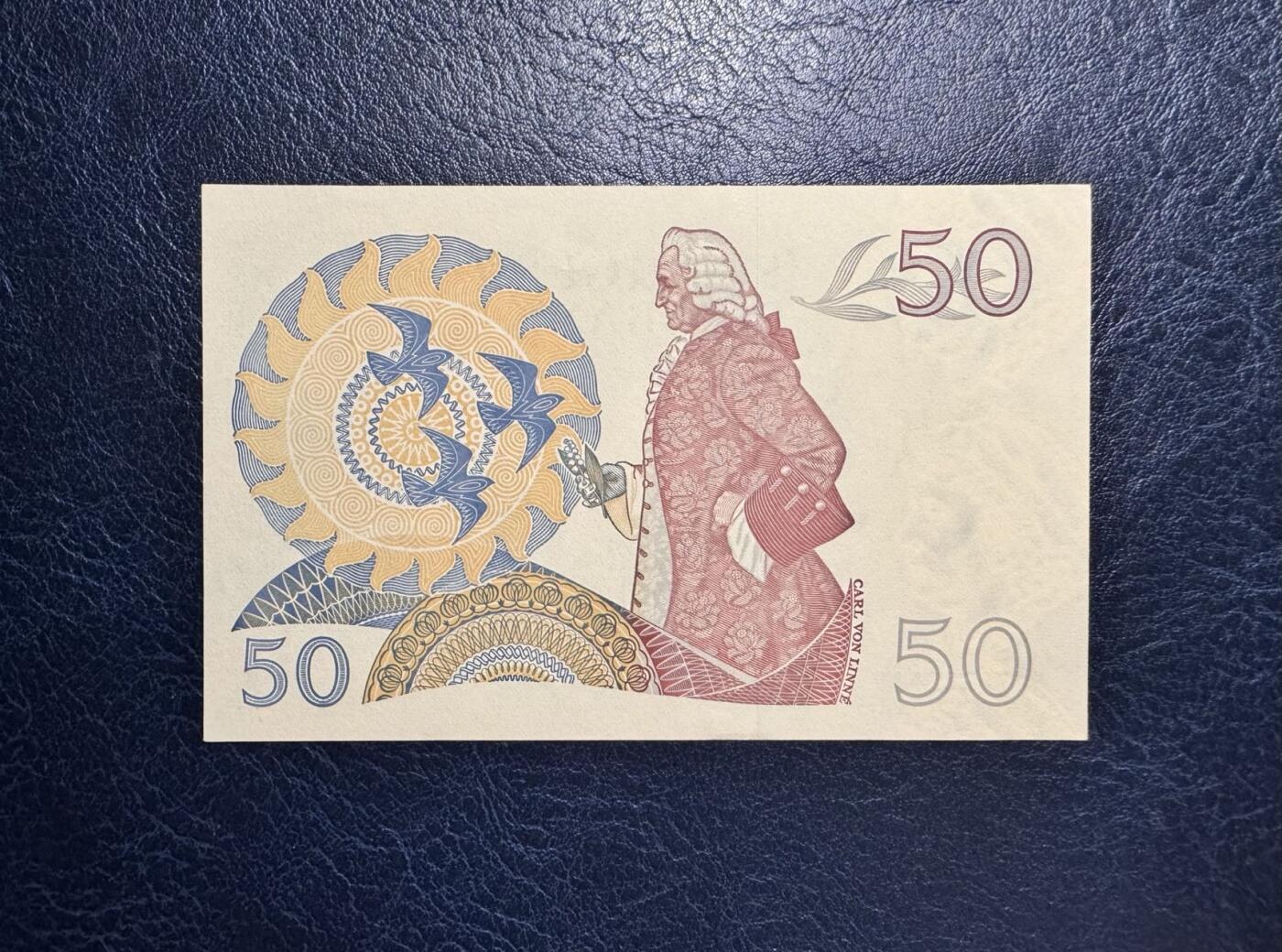 收藏联盟Quantum Auction 第353期拍卖  瑞典1989年50克朗 品相UNC- 号码全程无4