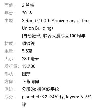 20240704 稀少南非2兰特联合大厦成立100周年纪念币