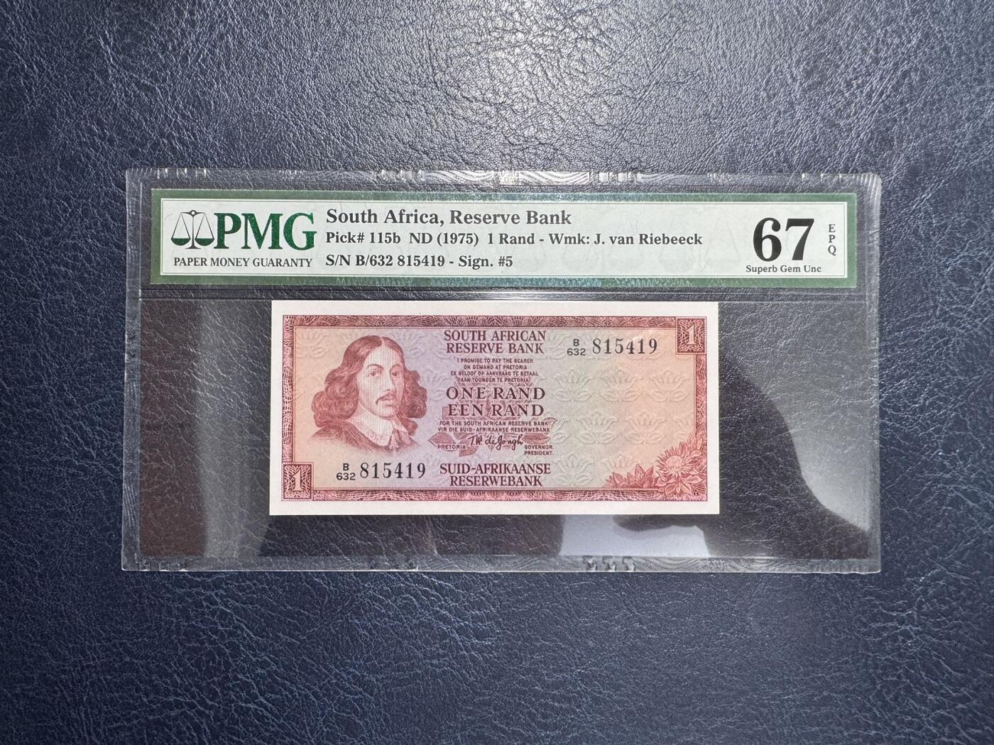 收藏联盟Quantum Auction 第353期拍卖  南非1975年1兰特 PMG67 大绵羊