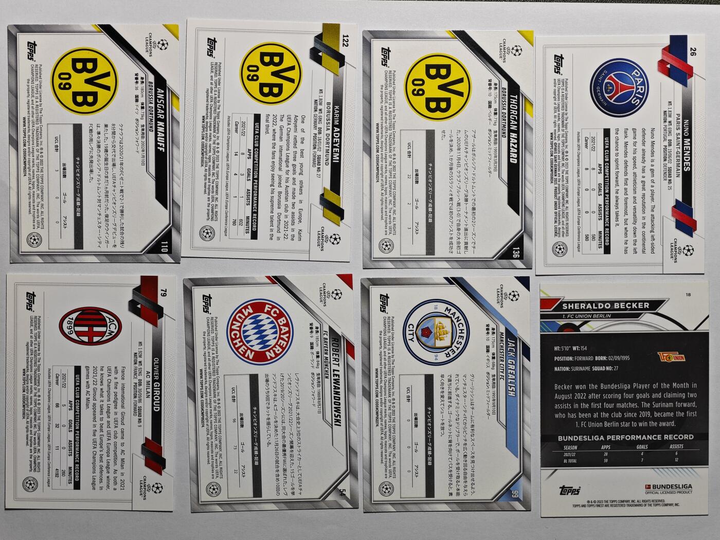 【德藏】卡牌拍卖 🧲第15期 (征集拍品中,欢迎联系客服🤝）  Topps 多年份 欧冠 德甲 11张一组 已装全新卡膜