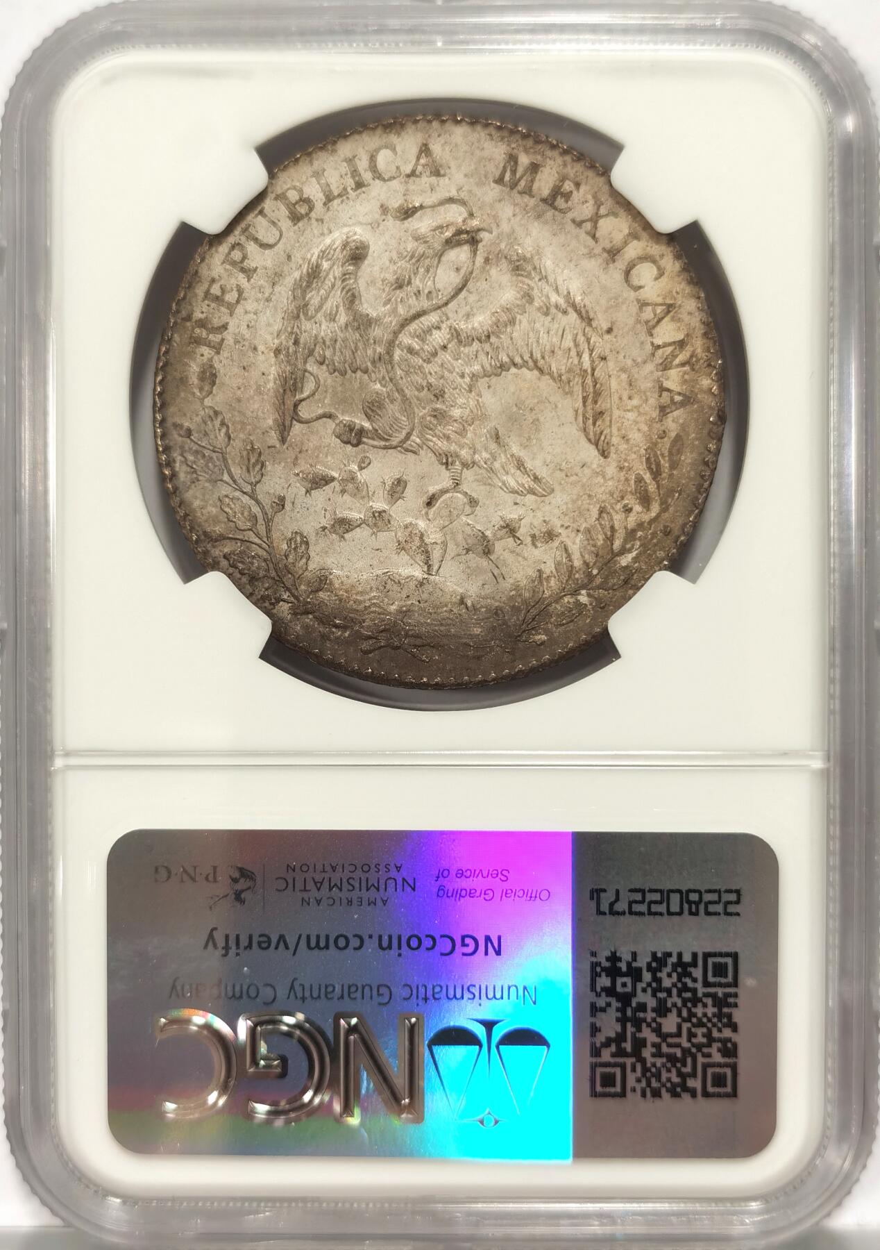 【麦稀奇世界钱币展】博洋堂“流萤染夏”六月精品专场暨第081期（全场包邮） NGC MS63 墨西哥1897年ZS FZ版鹰洋，关门年份，原生态包浆，滴水未下