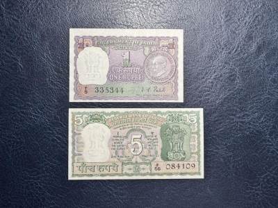 收藏联盟Quantum Auction 第353期拍卖  - 印度1969年1和5卢比圣雄甘地诞辰100周年纪念 品相UNC 自带出厂针孔
