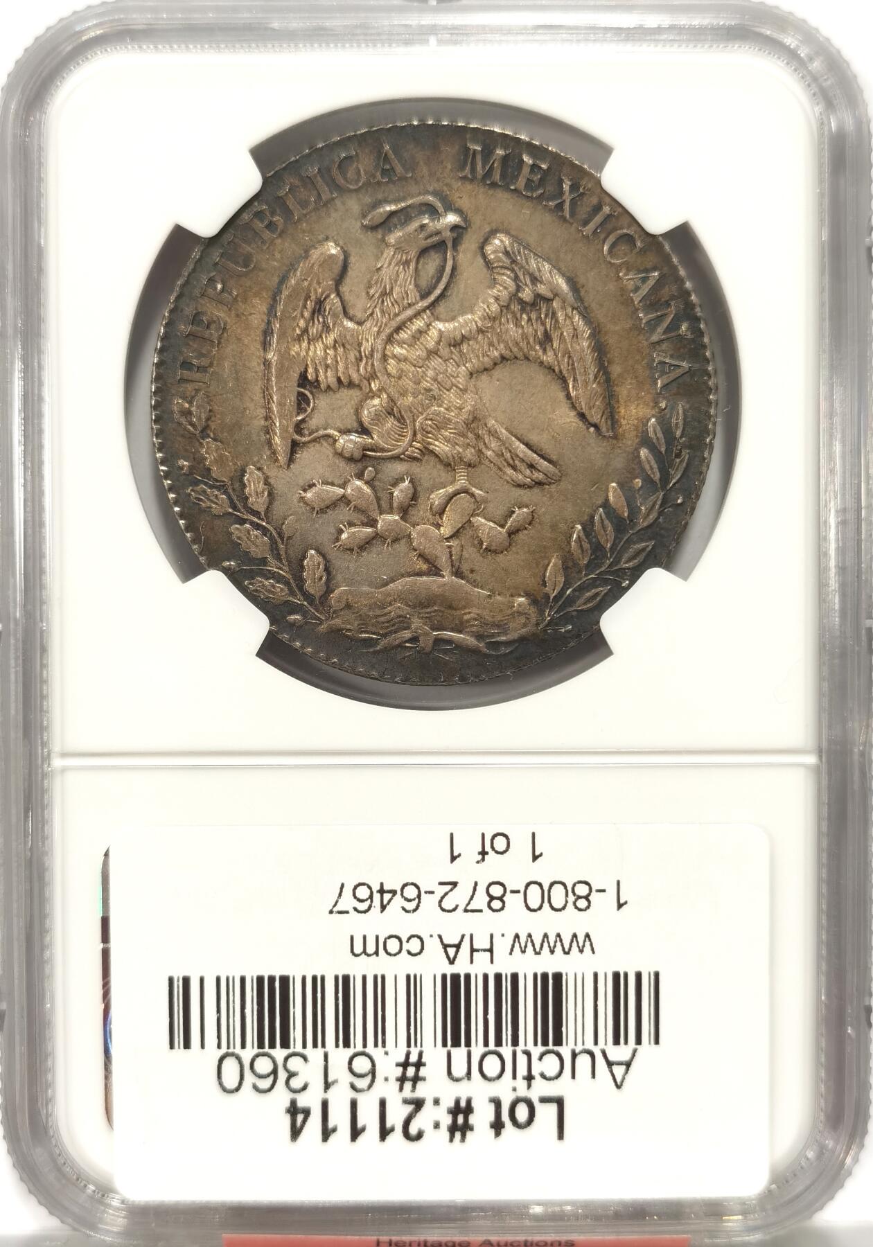 【麦稀奇世界钱币展】博洋堂“流萤染夏”六月精品专场暨第081期（全场包邮） NGC MS63 墨西哥1891年GO RS版花边鹰洋 NGC亚军分，黑五彩好状态，实物很漂亮