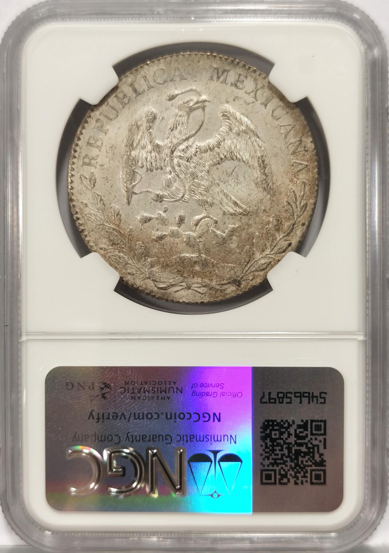 【麦稀奇世界钱币展】博洋堂“流萤染夏”六月精品专场暨第081期（全场包邮） NGC MS61 墨西哥1896年GO RS版花边鹰洋，原汁原味好状态