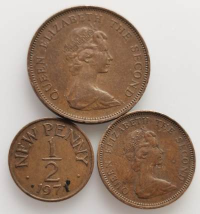 外国散币20240615场次（中拍皆有赠品），每周两拍，可寄存 - 泽西1971年半便士、1便士、2便士小全套3枚