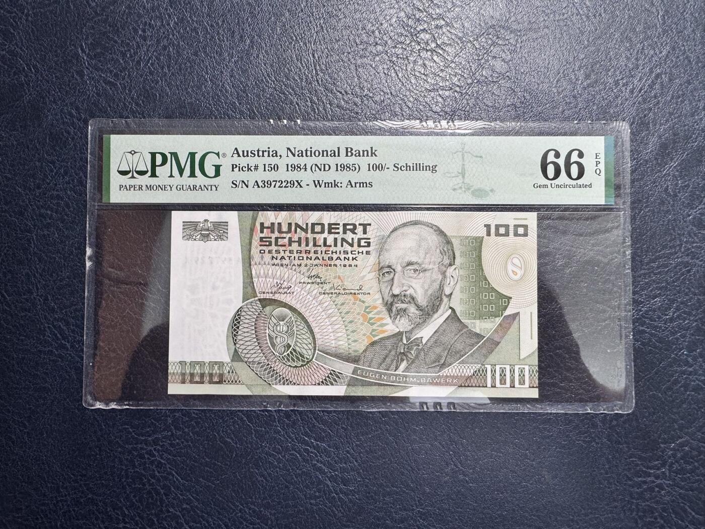 收藏联盟Quantum Auction 第353期拍卖  奥地利1984年版100先令 PMG66 号码无4 A冠