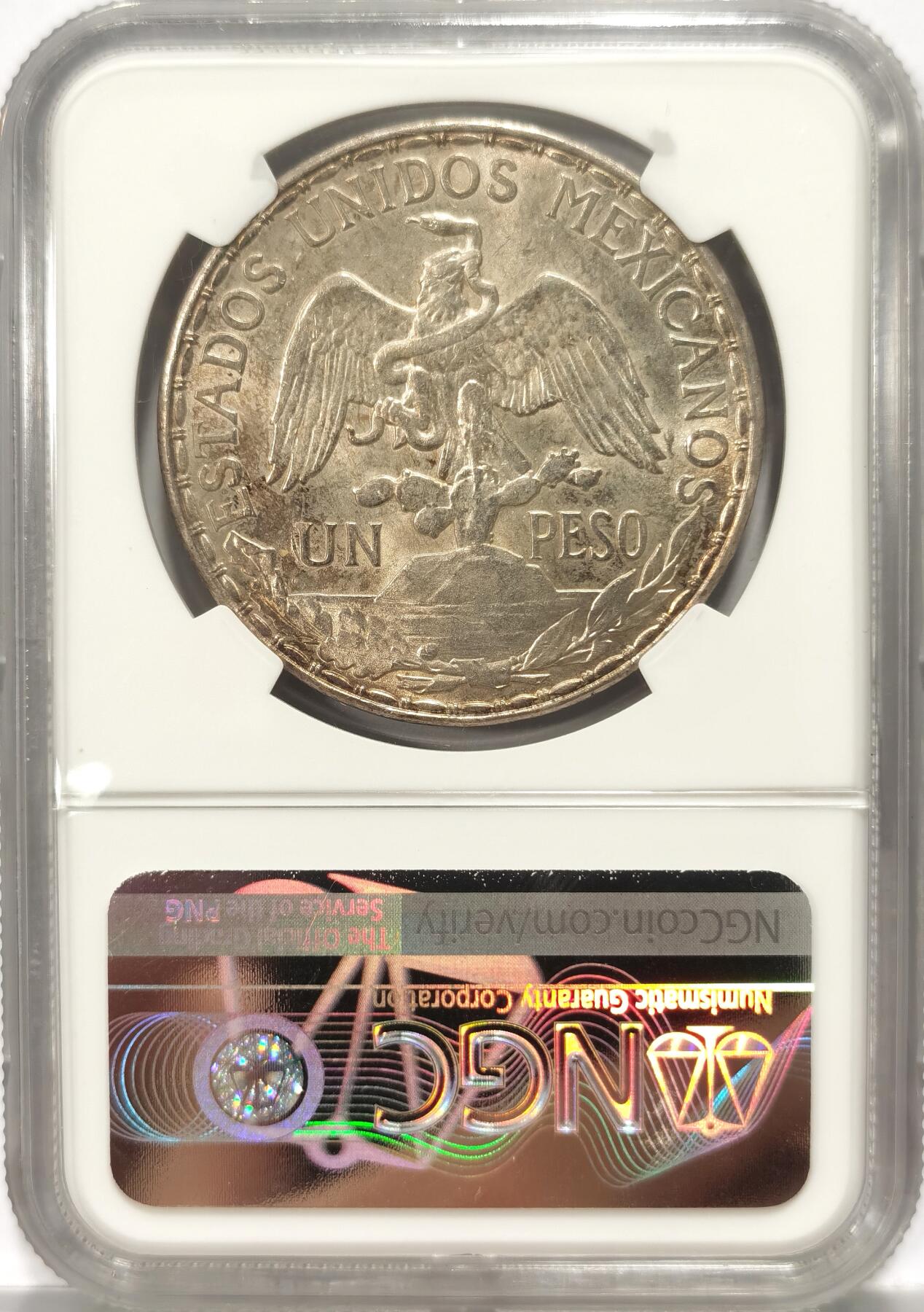 【麦稀奇世界钱币展】博洋堂“流萤染夏”六月精品专场暨第081期（全场包邮） NGC MS63 1910年墨西哥美女骑马1比索鹰洋