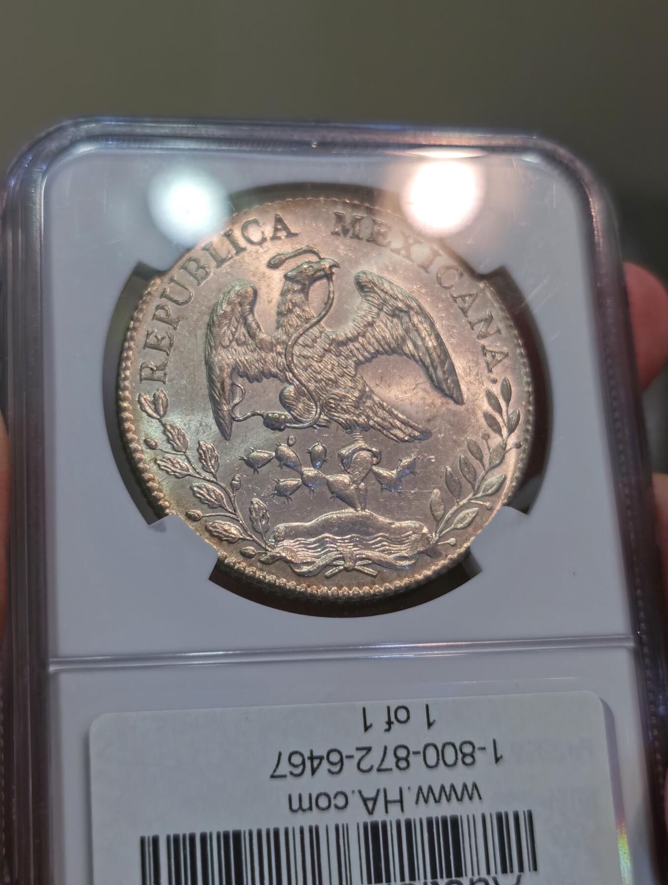 【麦稀奇世界钱币展】博洋堂“流萤染夏”六月精品专场暨第081期（全场包邮） NGC MS63 墨西哥1894年GO RS版花边鹰洋，原光深打