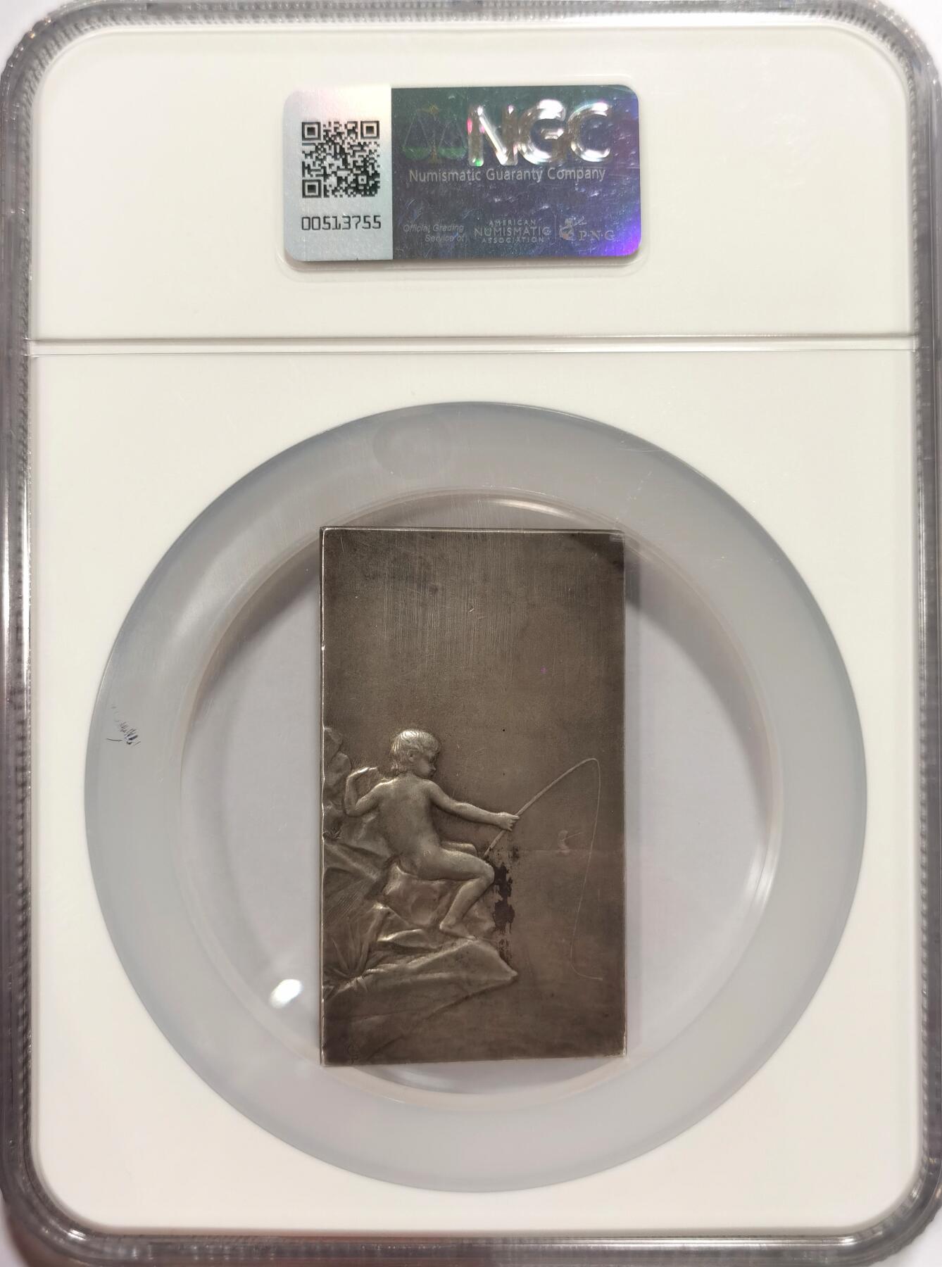 【麦稀奇世界钱币展】博洋堂“流萤染夏”六月精品专场暨第081期（全场包邮） 1904年法国溪边少女银章，NGC MS61，40*69mm