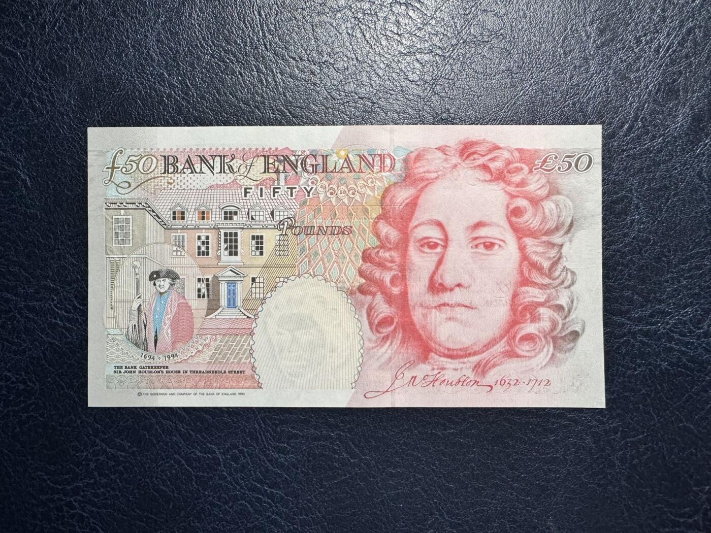 收藏联盟Quantum Auction 第353期拍卖  英国1994 (ND 2006)年50镑 品相UNC 英格兰银行首任总裁 霍布伦