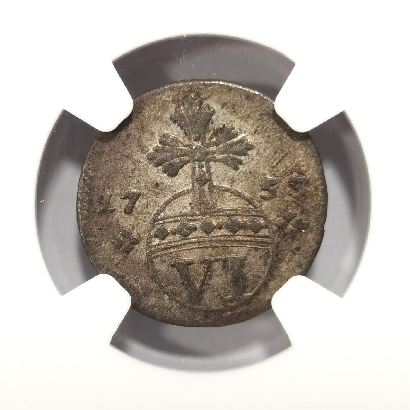 【麦稀奇世界钱币展】博洋堂“流萤染夏”六月精品专场暨第081期（全场包邮） NGC AU53 德国布伦瑞克-沃芬布特1753年飞马1/48泰勒银币