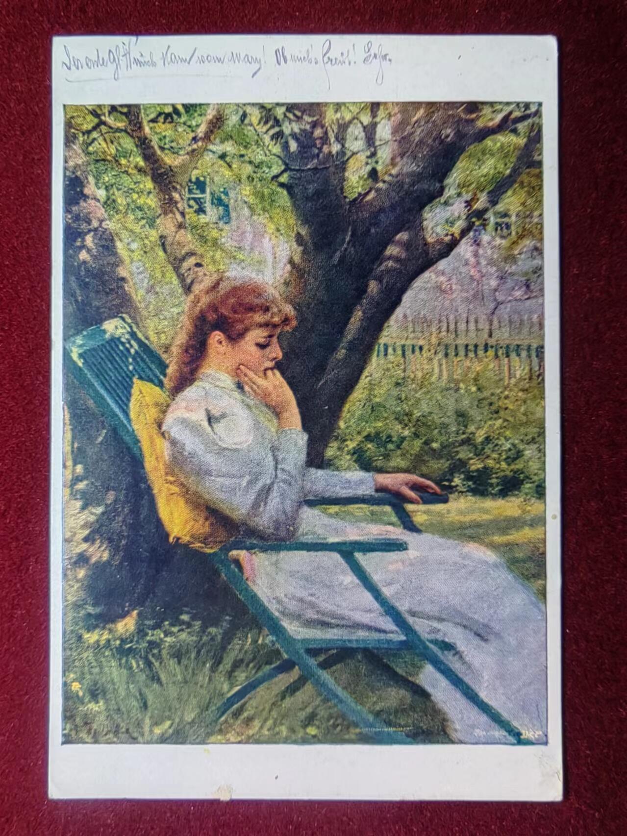 联合阁邮币社™ ——“古典明信片专场” 1916年-在花园的少女