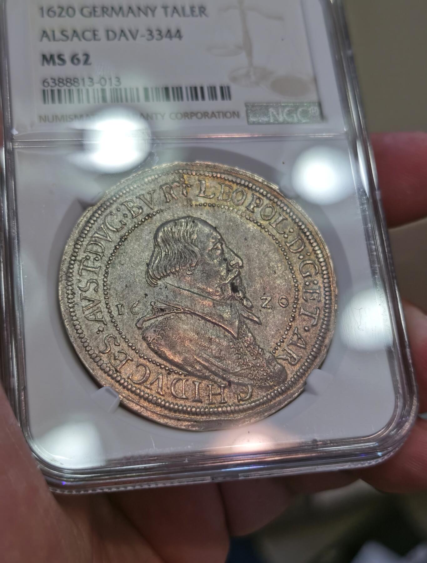 【麦稀奇世界钱币展】博洋堂“流萤染夏”六月精品专场暨第081期（全场包邮） NGC MS62 神罗德国阿萨斯公国1620年利奥波德大公泰勒 N榜冠军分