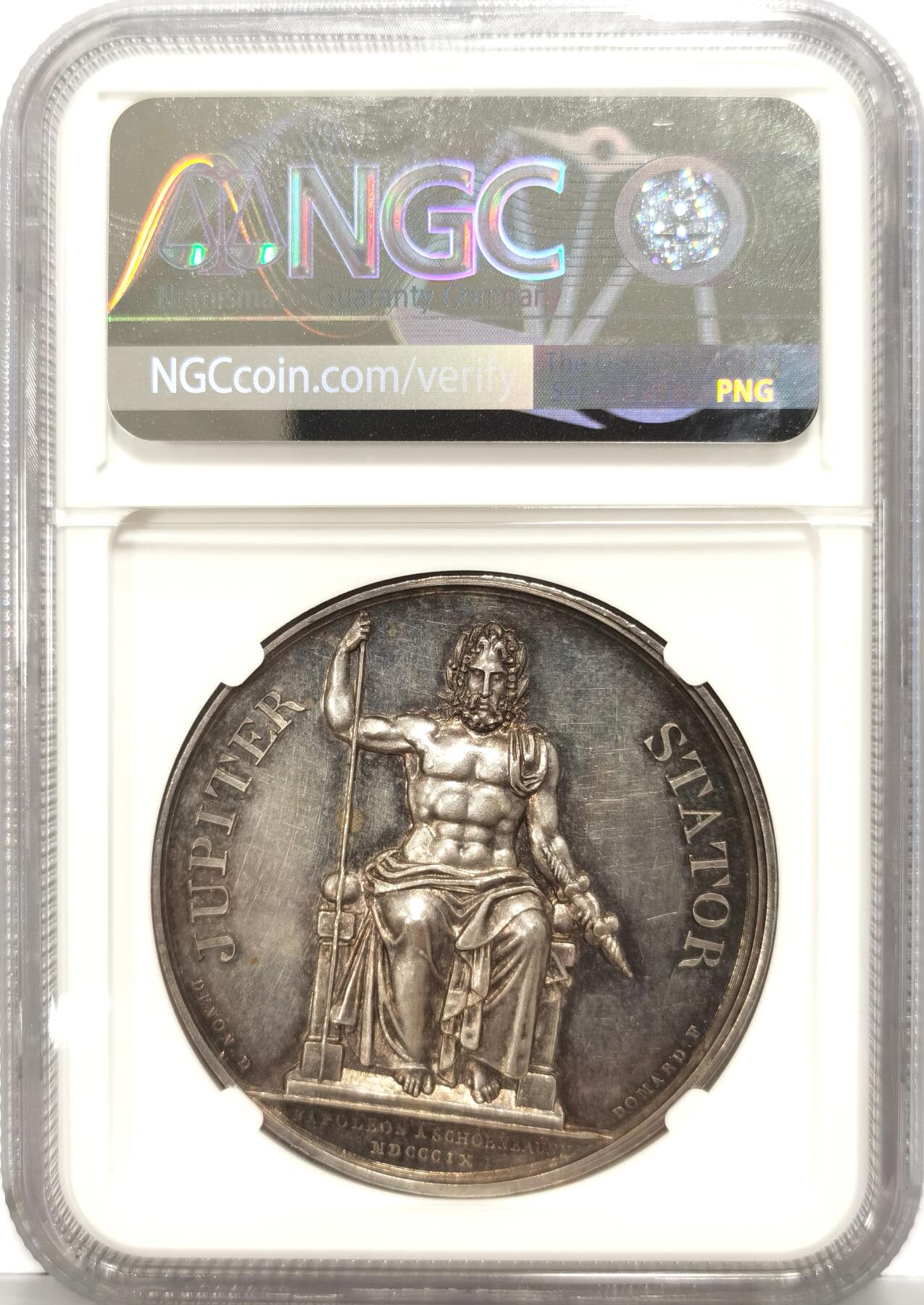 【麦稀奇世界钱币展】博洋堂“流萤染夏”六月精品专场暨第081期（全场包邮） NGC UNCD 法国1809年拿破仑战争银章系列，极少见的品种，这个品相没给分可惜，大热门升值潜力大的拿破仑银章，错过不在