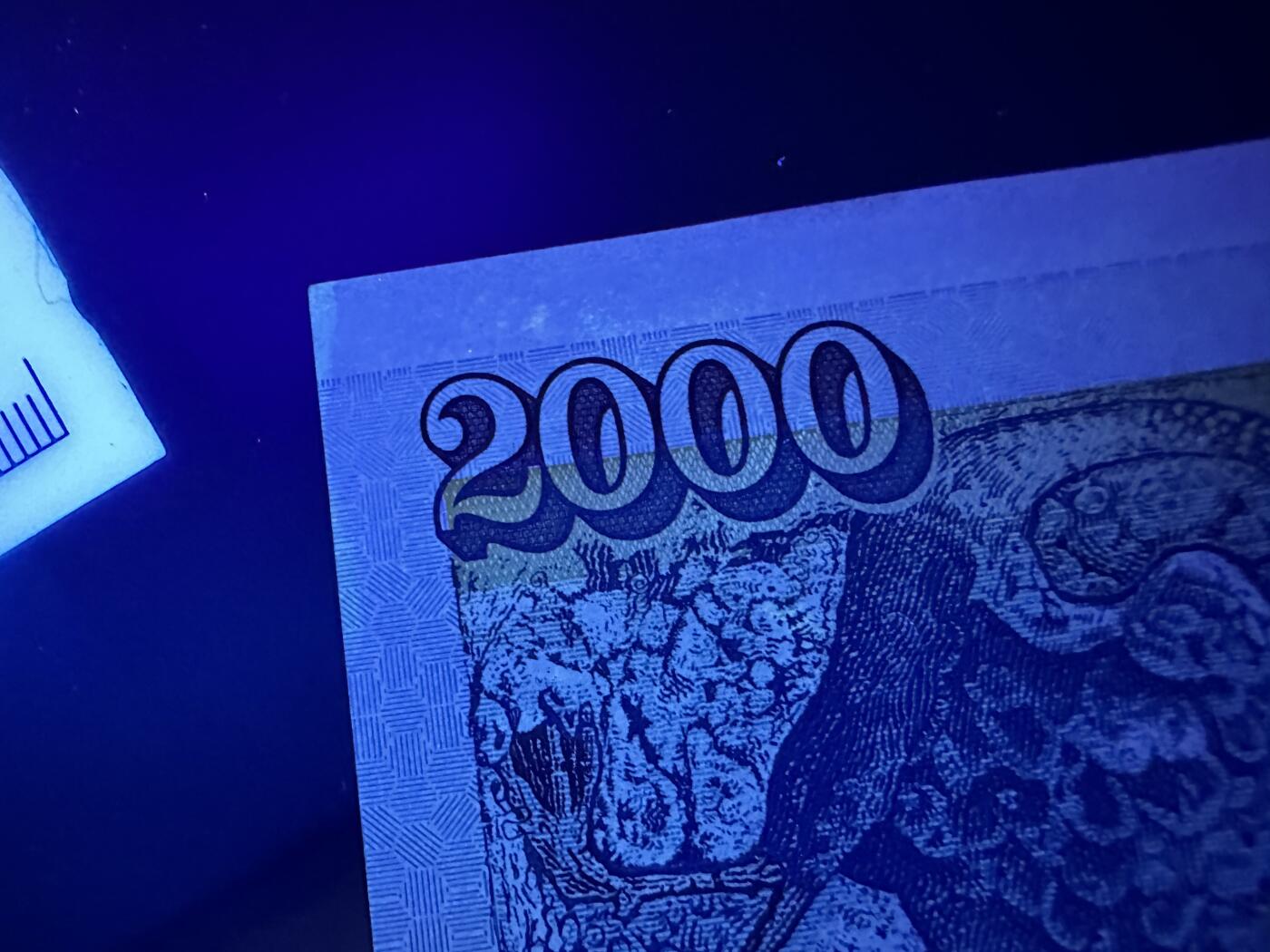 《外钞收藏家》第三百七十九期（连拍第一场） 1986年冰岛2000克朗 全新 一个角轻微荧光瑕疵