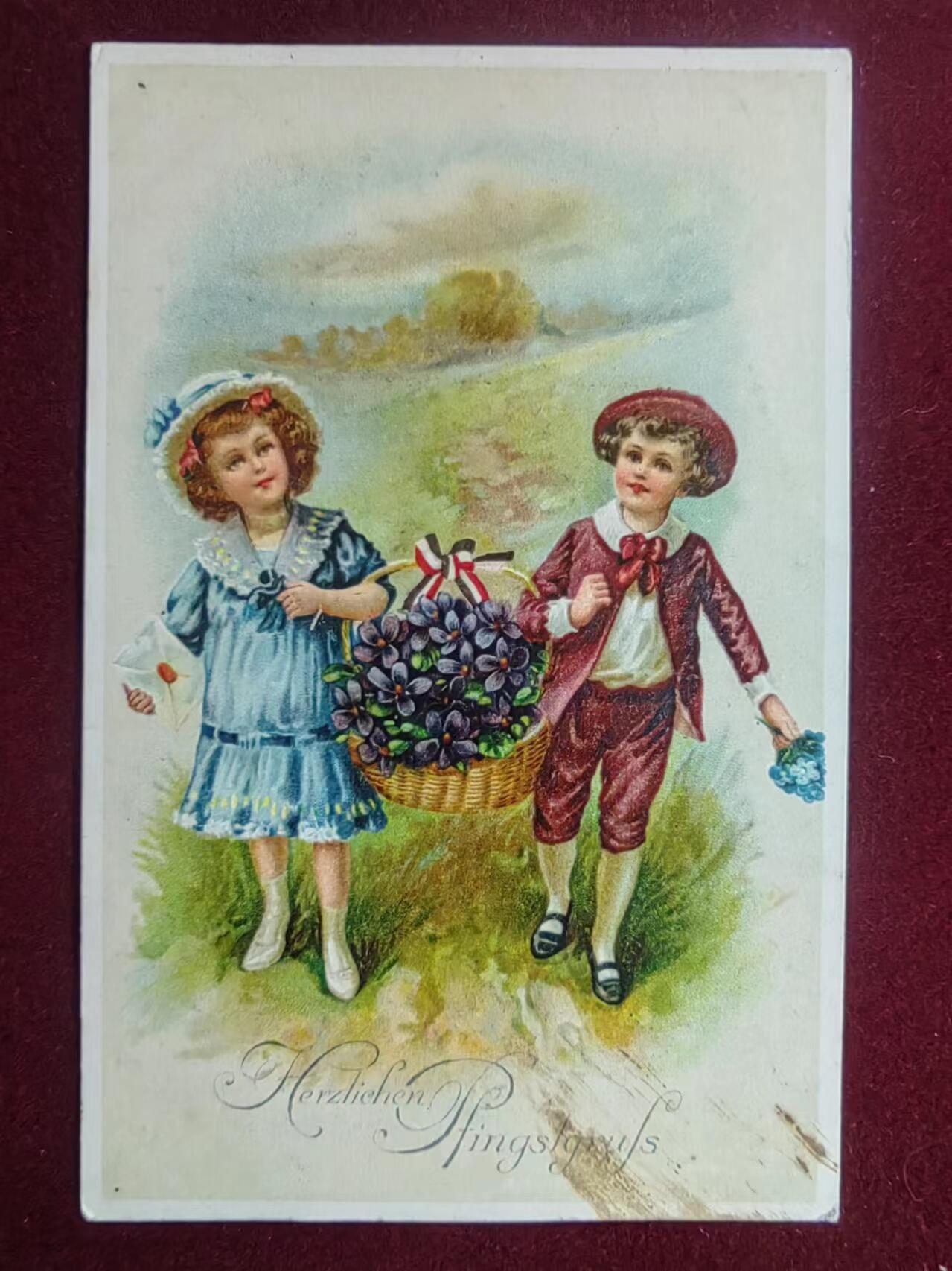 联合阁邮币社™ ——“古典明信片专场” 1916年-送信的小孩（军邮）