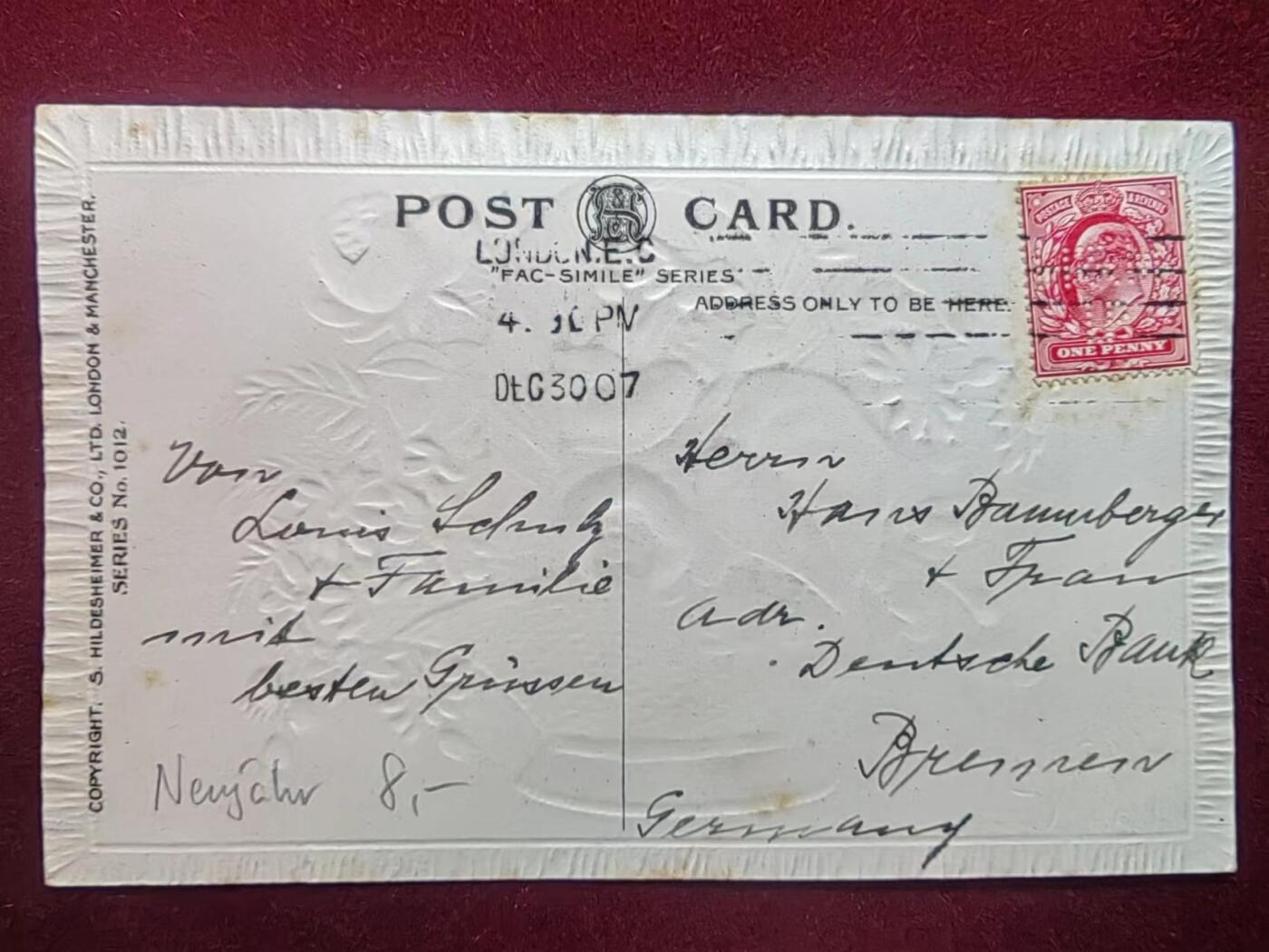 联合阁邮币社™ ——“古典明信片专场” 新年快乐祝福片（实寄、压花）