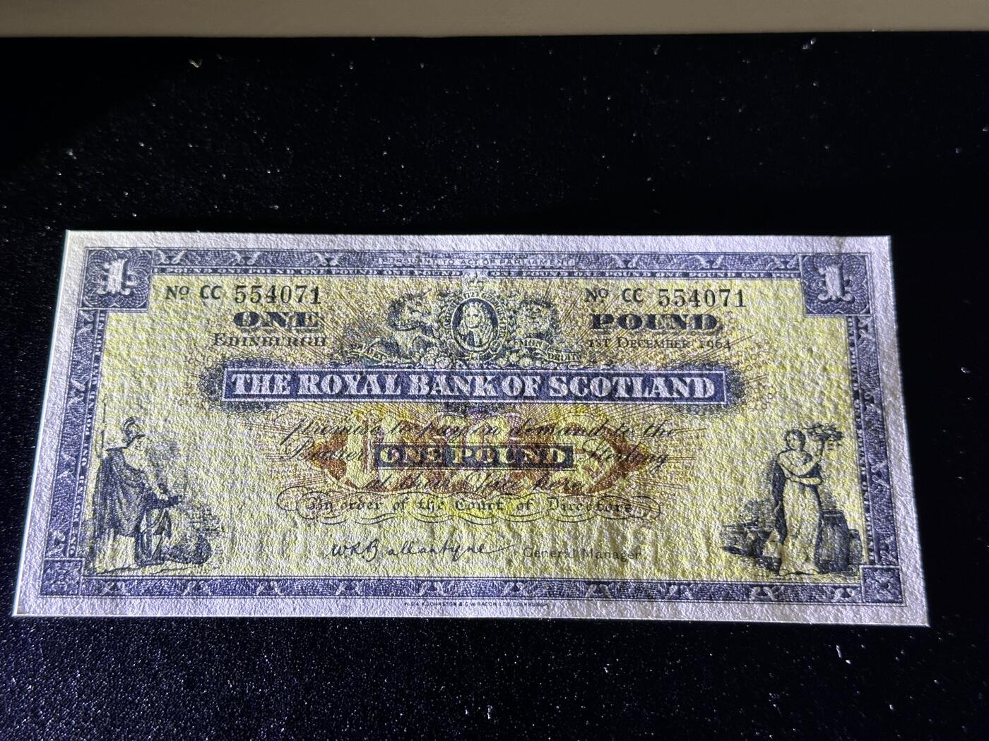《外钞收藏家》第三百七十九期（连拍第一场） 1964年苏格兰皇家银行1镑 全新 轻微瑕疵