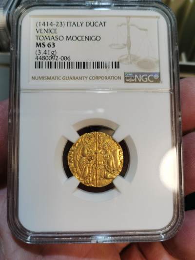 NGC-MS63意大利中世纪1414-23年威尼斯共和国总督托马索•莫切尼各1杜卡特金币 - NGC-MS63意大利中世纪1414-23年威尼斯共和国总督托马索•莫切尼各1杜卡特金币