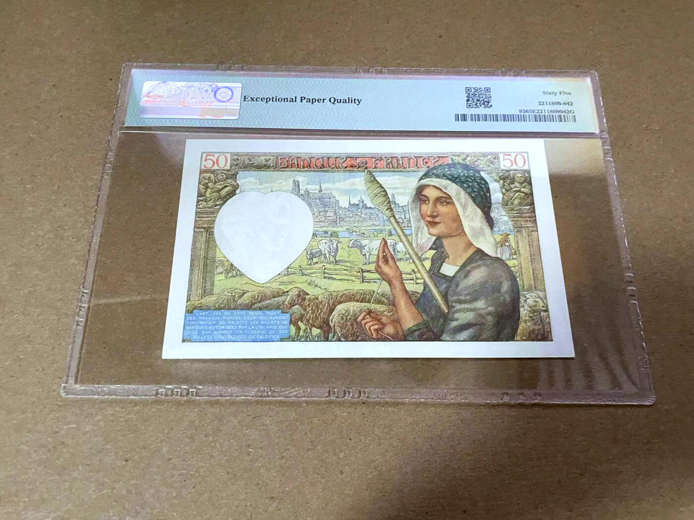 【Blue Auction】✨世界纸币精拍第492期【精】 【无47】法国 1941年50法郎 PMG65EPQ 