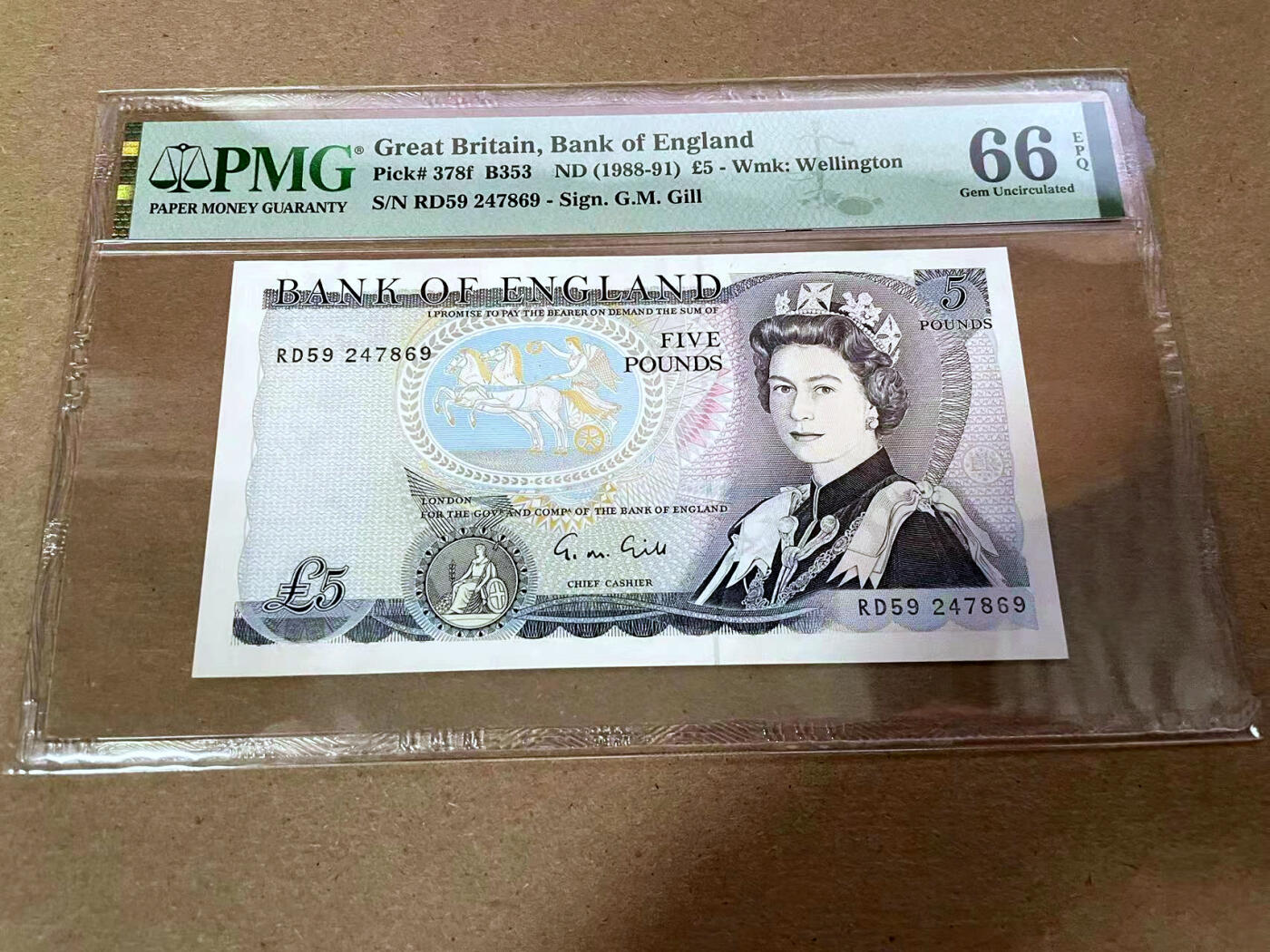 【Blue Auction】✨世界纸币精拍第492期【精】 英国 D序列1988-91年5镑 PMG66EPQ 