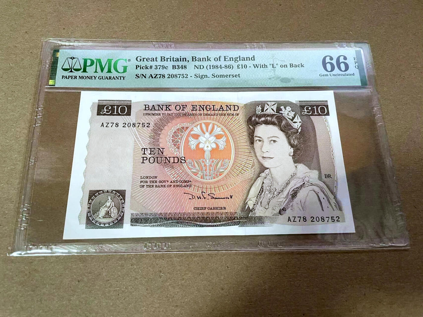 【Blue Auction】✨世界纸币精拍第492期【精】 英国 D序列1984-86年10镑 PMG66EPQ 