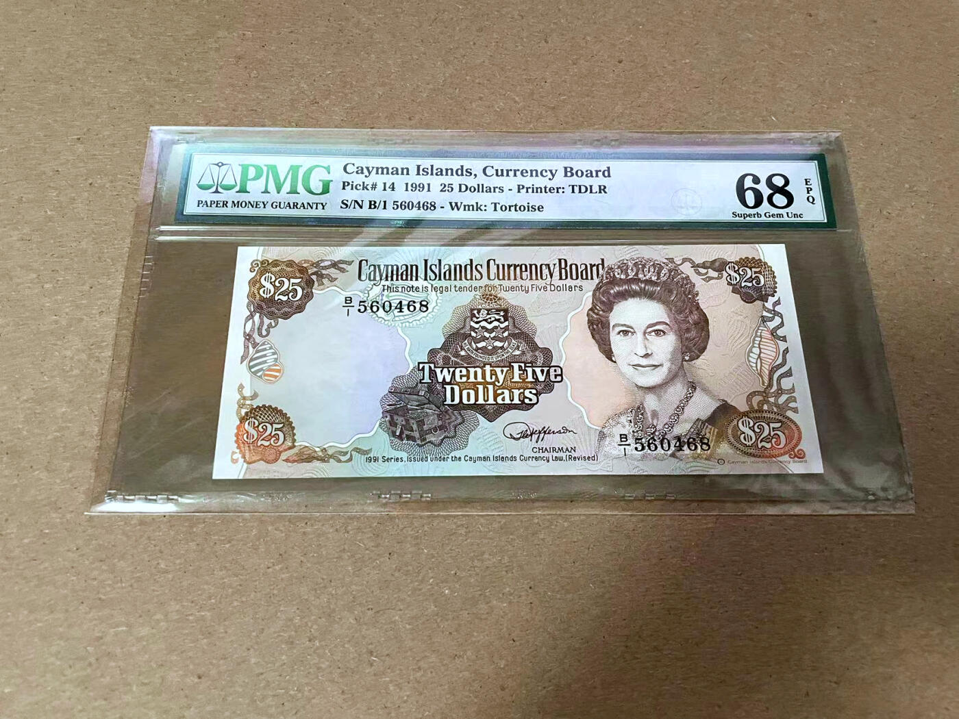 【Blue Auction】✨世界纸币精拍第492期【精】 【首发冠无47】开曼群岛 1991年25元 PMG68EPQ 超高分 女王