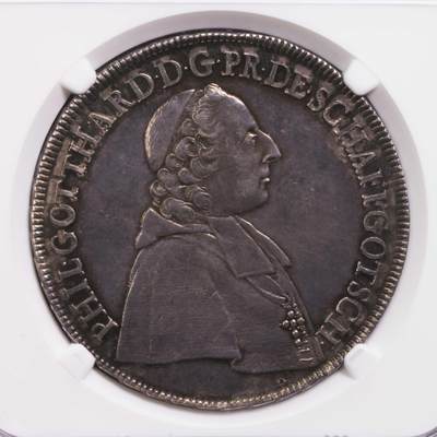 NGC-AU58 1753神罗德意志布雷斯劳泰勒大银币 珍稀老包浆 - NGC-AU58 1753神罗德意志布雷斯劳泰勒大银币 珍稀老包浆