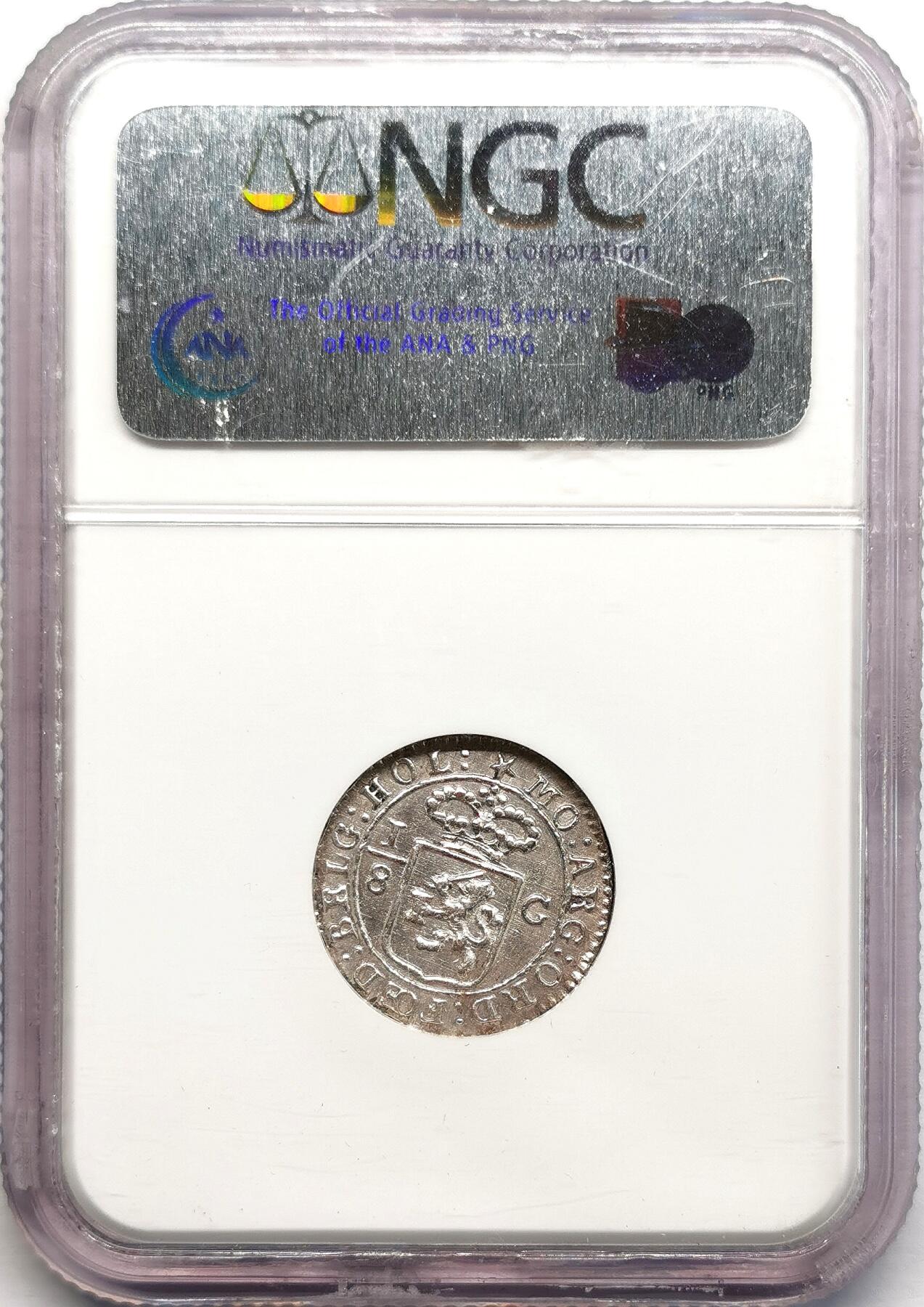 凡希社世界钱币微拍第二百七十三期 1802荷属东印度帆船1/8盾银币NGC-AU55N老盒严评！